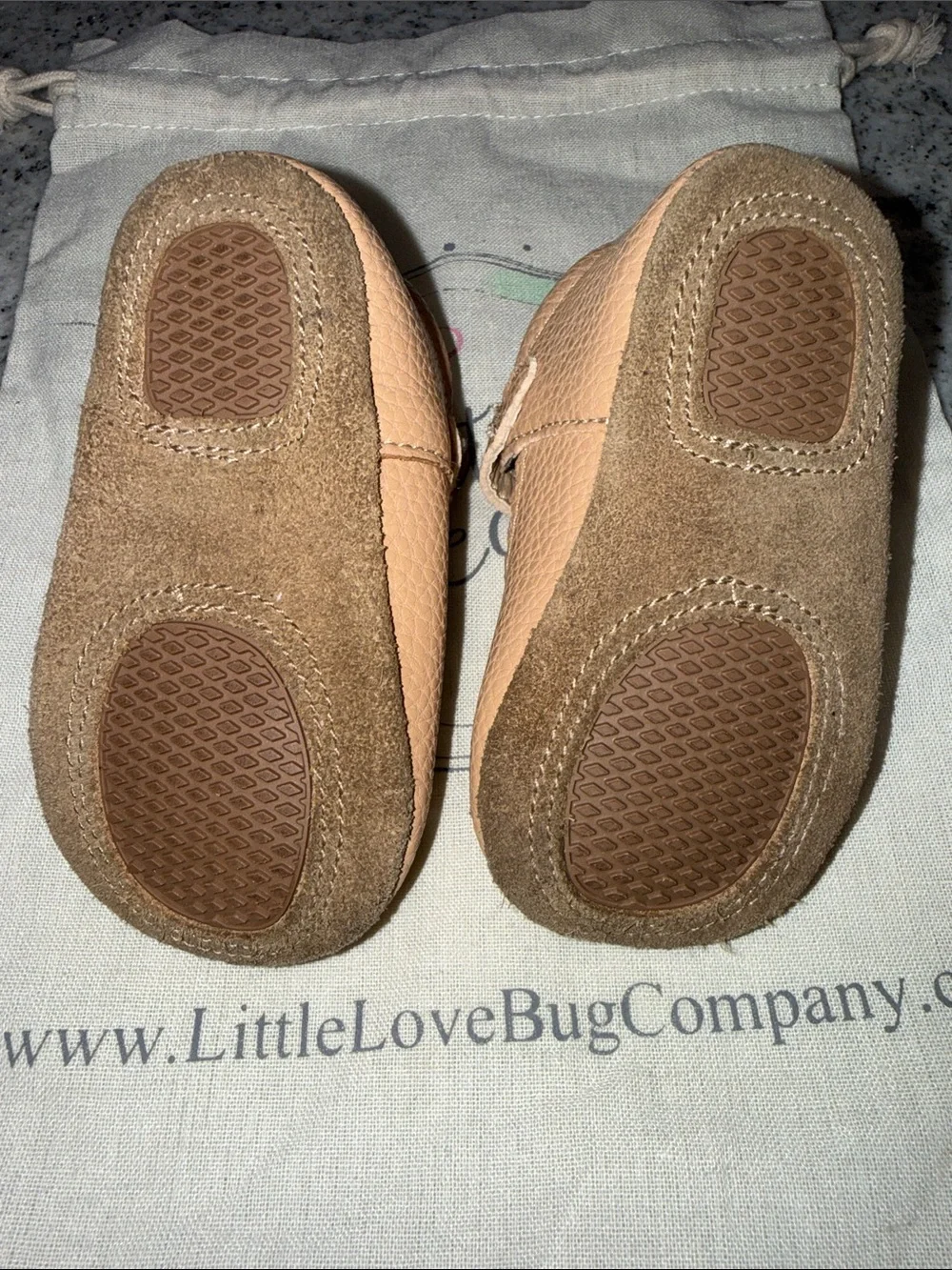 Little Love Bug Beige T-Bar Moccasin with Anti-Slip Sole
